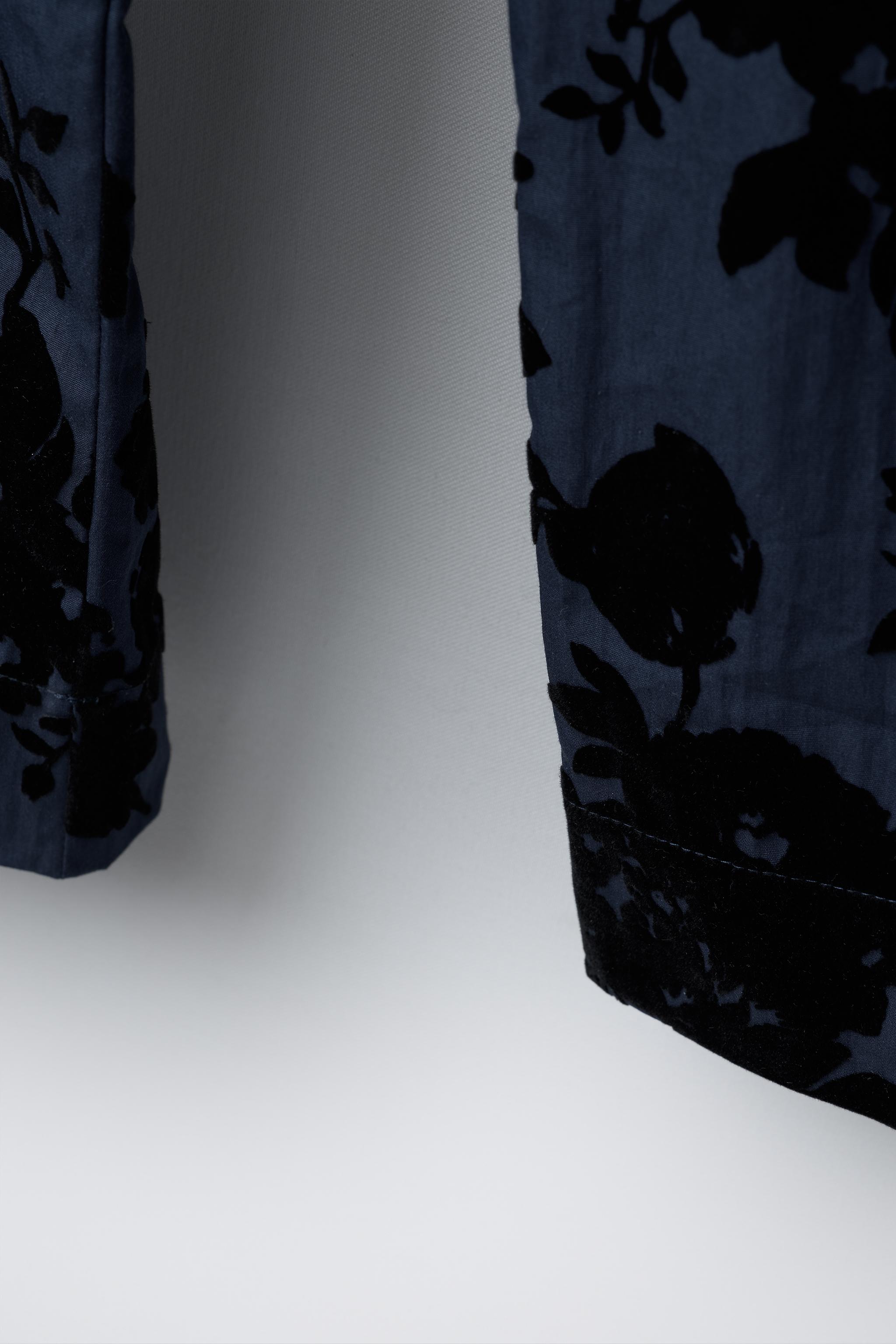 FLOCKED FLORAL STRAIGHT LEG PANTS